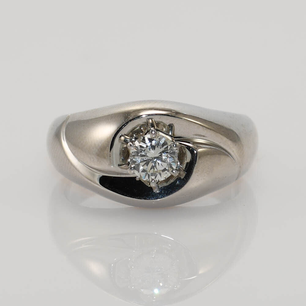 18K White Gold Men'S Diamond Solitaire Ring By