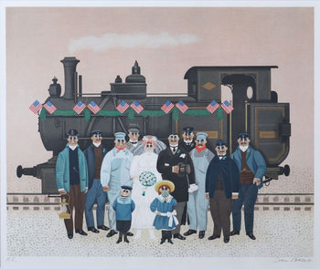 Art** Jan Balet Union Pacific Lithograph H.C. Pencil Signed Framed Naive