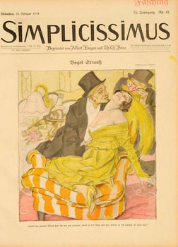Simplicissimus 1913 By Kainer Kissing Couple On Linen Original