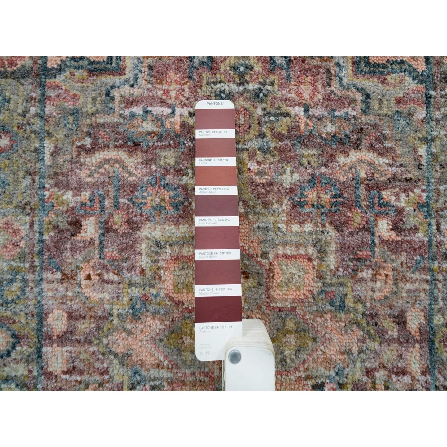 2'X3'1" Wine Red Organic Wool Heris Revival Hand Knotted Mat Oriental Rug
