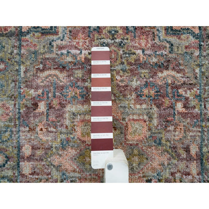 2'X3'1" Wine Red Organic Wool Heris Revival Hand Knotted Mat Oriental Rug