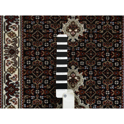 2'X8'1" Black Tebraz Mahi 175 Kpsi Pure Wool Hand Knotted Runner Rug