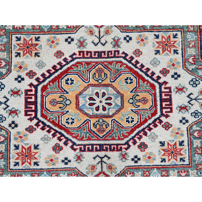 9'1"X11'9" Berry Red Kazak With Geometric Design Hand Knotted Soft Wool Rug