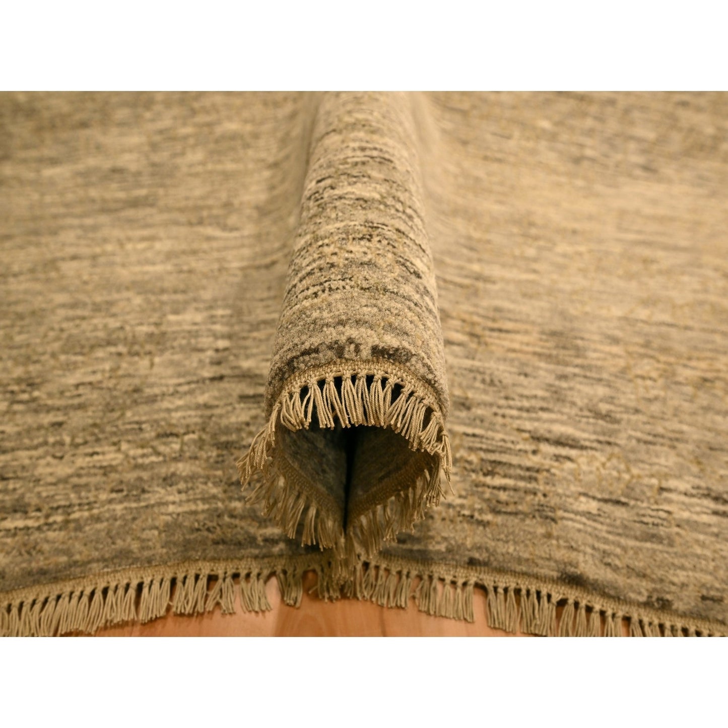 8'10"X11'10" Brown Plain Design Undyed Natural Wool Hand Knotted Rug