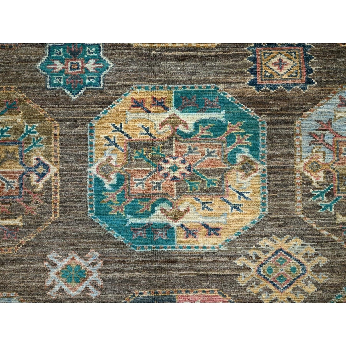 8'5"X10' Covert Green Kazak Dense Weave Tribal Medallion Oriental Rug