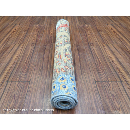 3'1"X4'10" Vampire Gray Soft Wool Hand Knotted Afghan Peshawar Rug