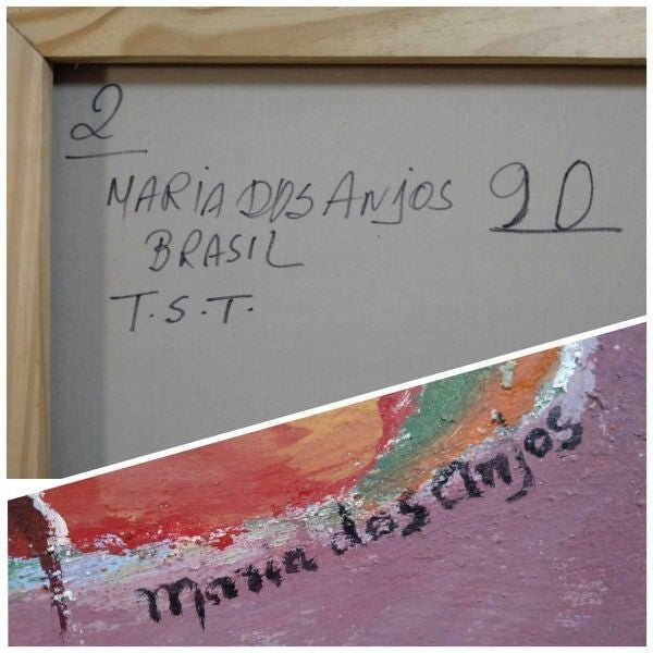 1990) Abstract Modern Oil Painting Signed - Maria dos Anjos (Portuguese-Brazilian