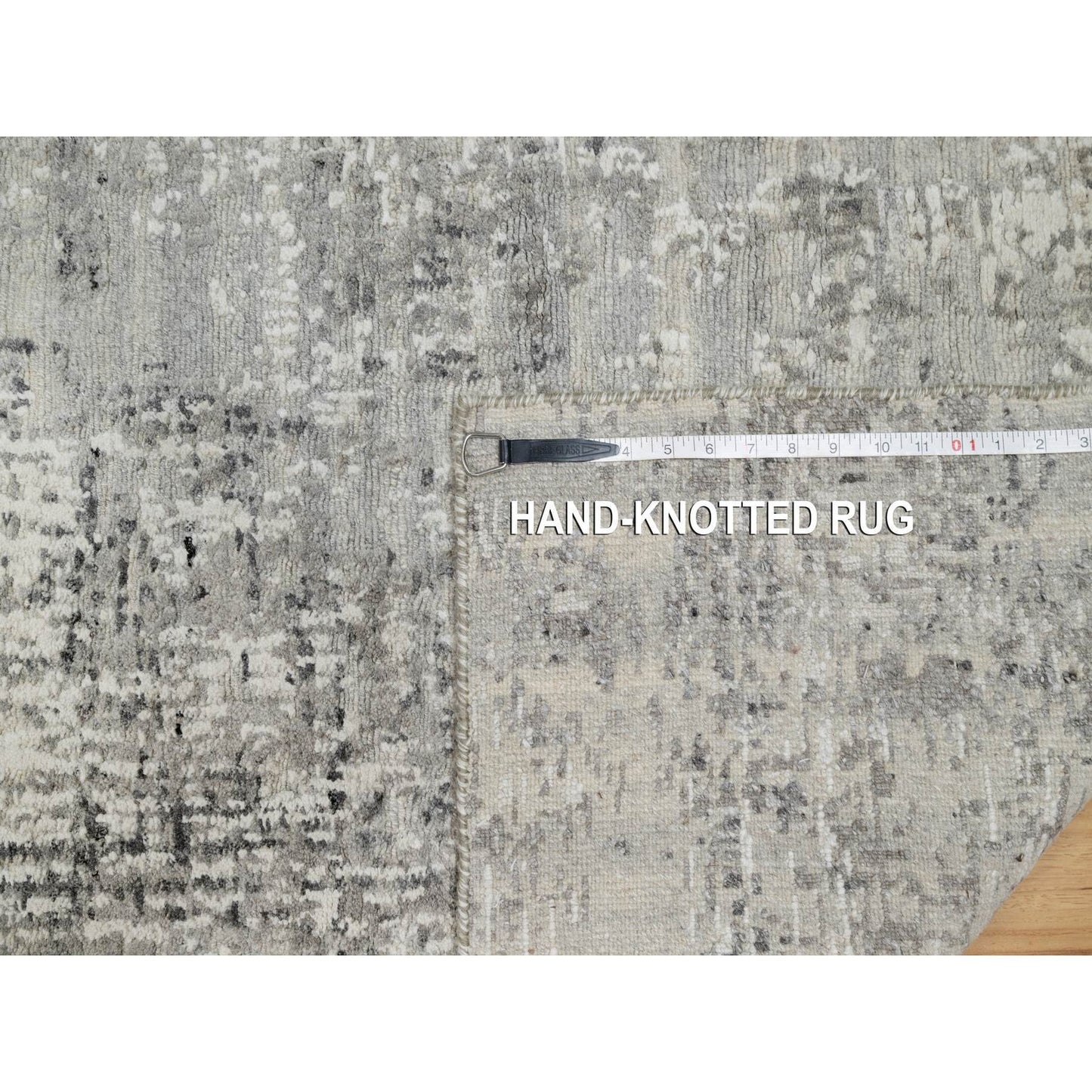 2'6"X29'9" Gray Hand Knotted Modern Undyed Natural Wool Xl Runner Rug