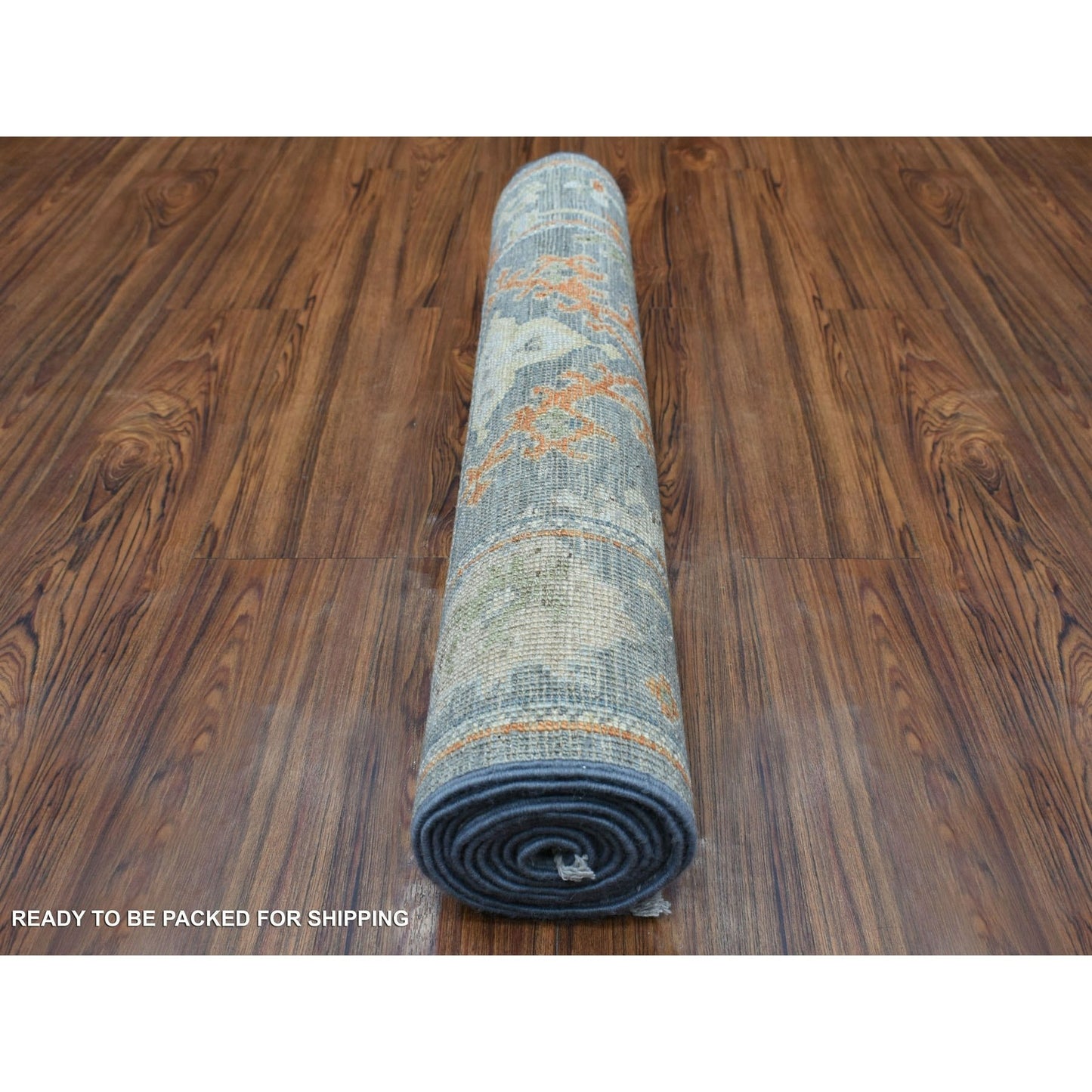 2'9"X9'9" Dark Gray Angora Oushak Wool Hand Knotted Runner Oriental Rug