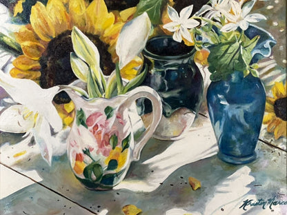 Kristin Marco Original Oil Painting Sunflower Celebration Large Framed Signed