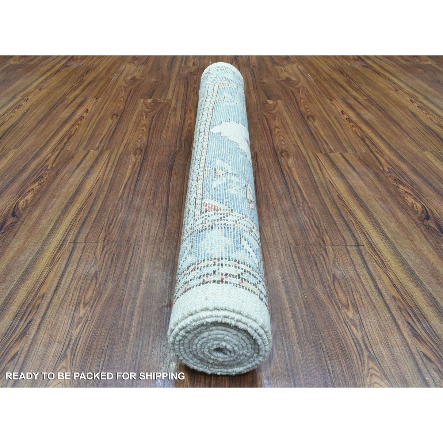 4'X10'4" Gray Hand Knotted Wool Anatolian Village Inspired Runner Rug