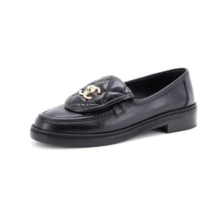 Chanel Women'S Cc Loafers Quilted Leather