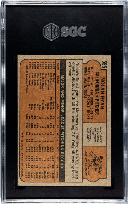 Nolan Ryan 1972 Topps #595 Sgc 7.5