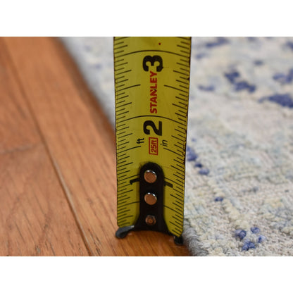 2'X3'1" Gray Cypress Tree Design Silk With Wool Hand Knotted Sample Rug