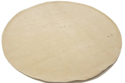 Handmade Round Oatmeal Tribal Pictorial Gabbeh Rug Modern Decor