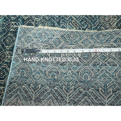 2'5"X7'7" Jasper Blue Kohinoor Herat Pure Wool Hand Knotted Runner Rug