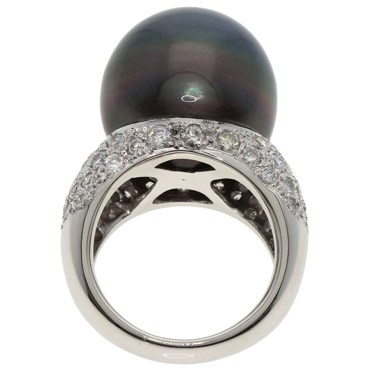 South Sea Black Pearl Pearl Diamond Ring Platinum