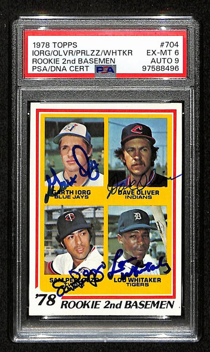 Lou Whitaker Signed On Card 1978 Topps Rookies Card #704 Psa/Dna Auto 9  198816
