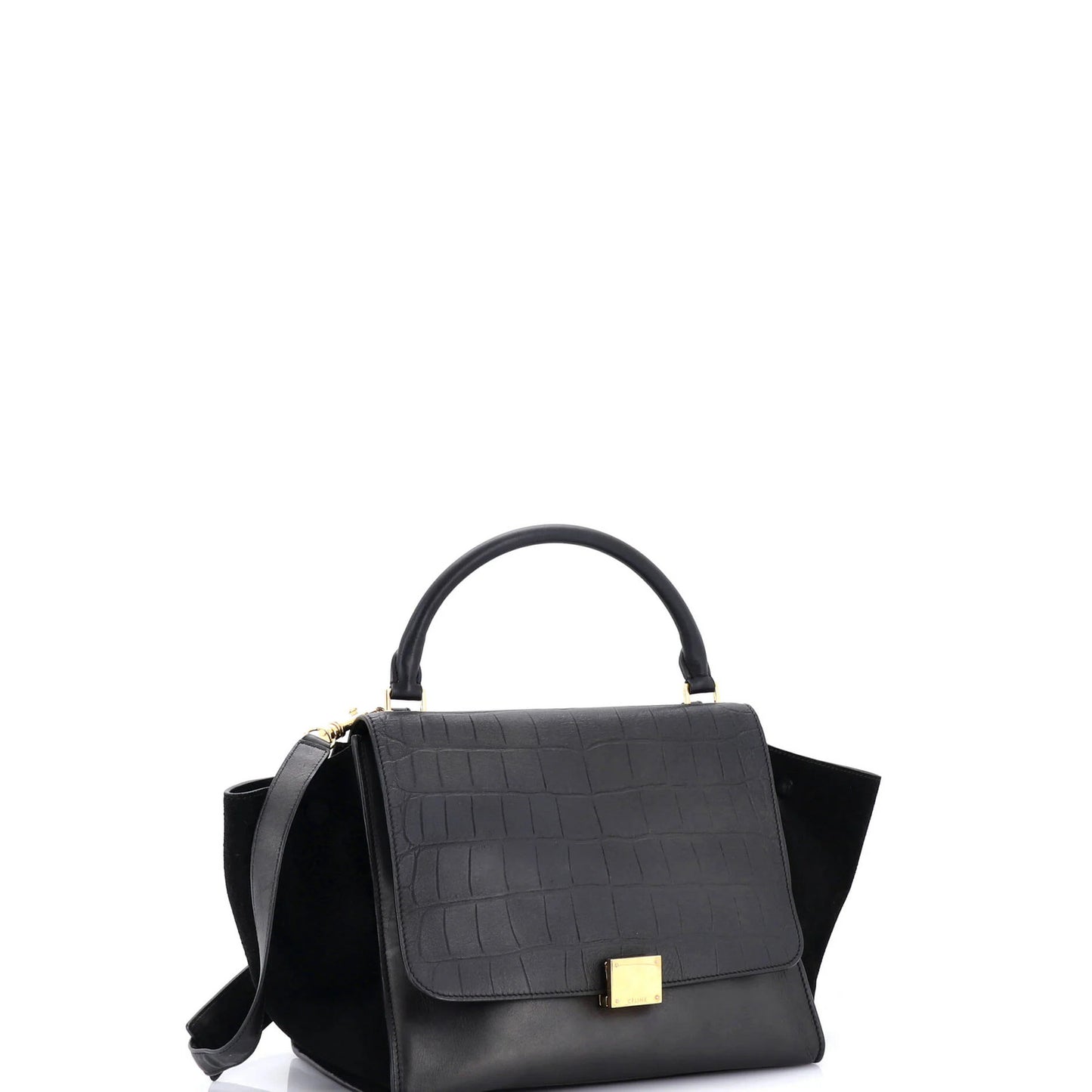 Celine Trapeze Bag Crocodile Embossed Leather Medium