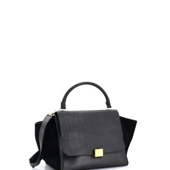 Celine Trapeze Bag Crocodile Embossed Leather Medium