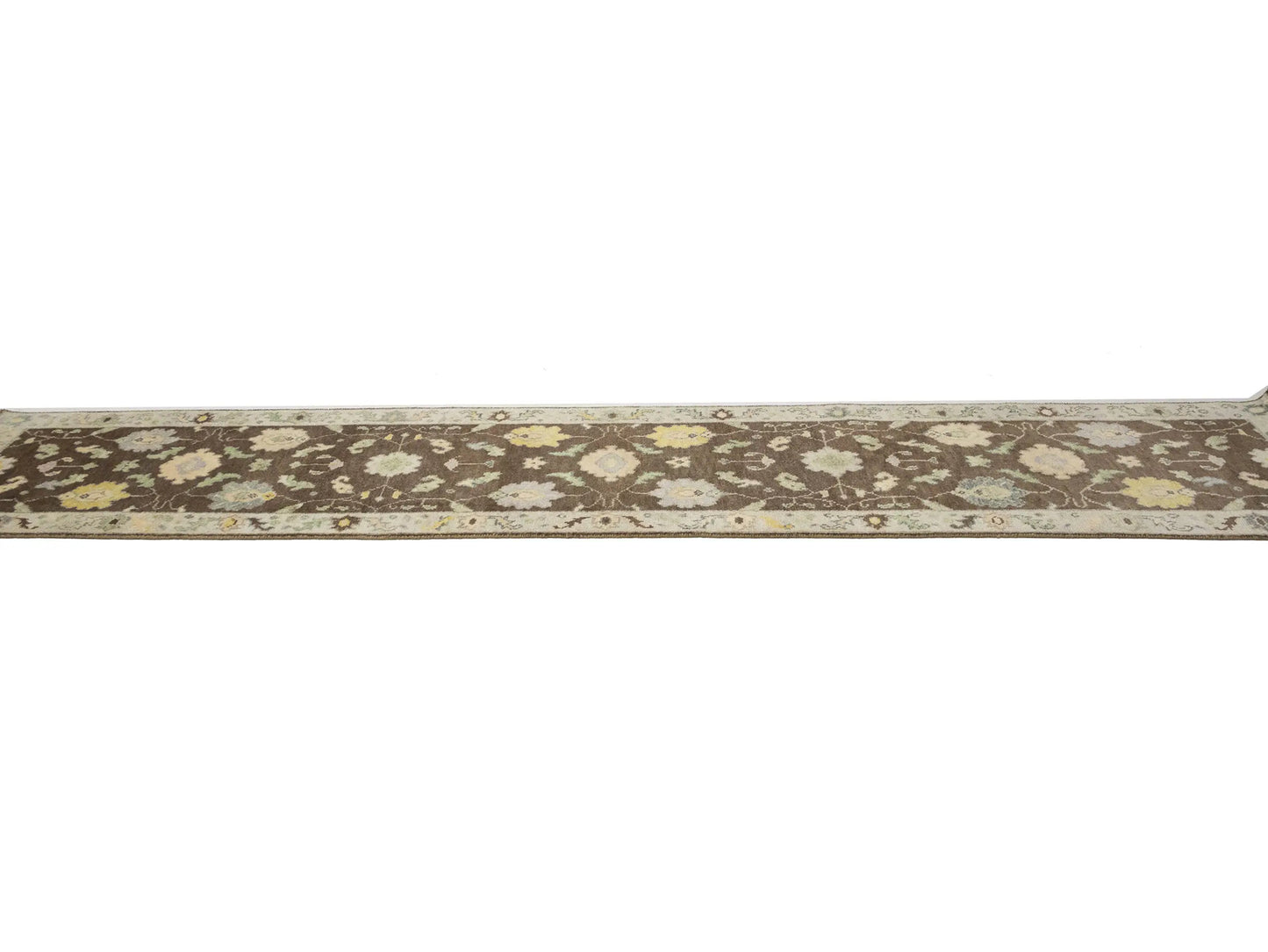 Oushak Chobi Oriental Runner Rug Brown Floral
