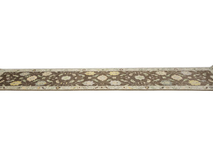Oushak Chobi Oriental Runner Rug Brown Floral
