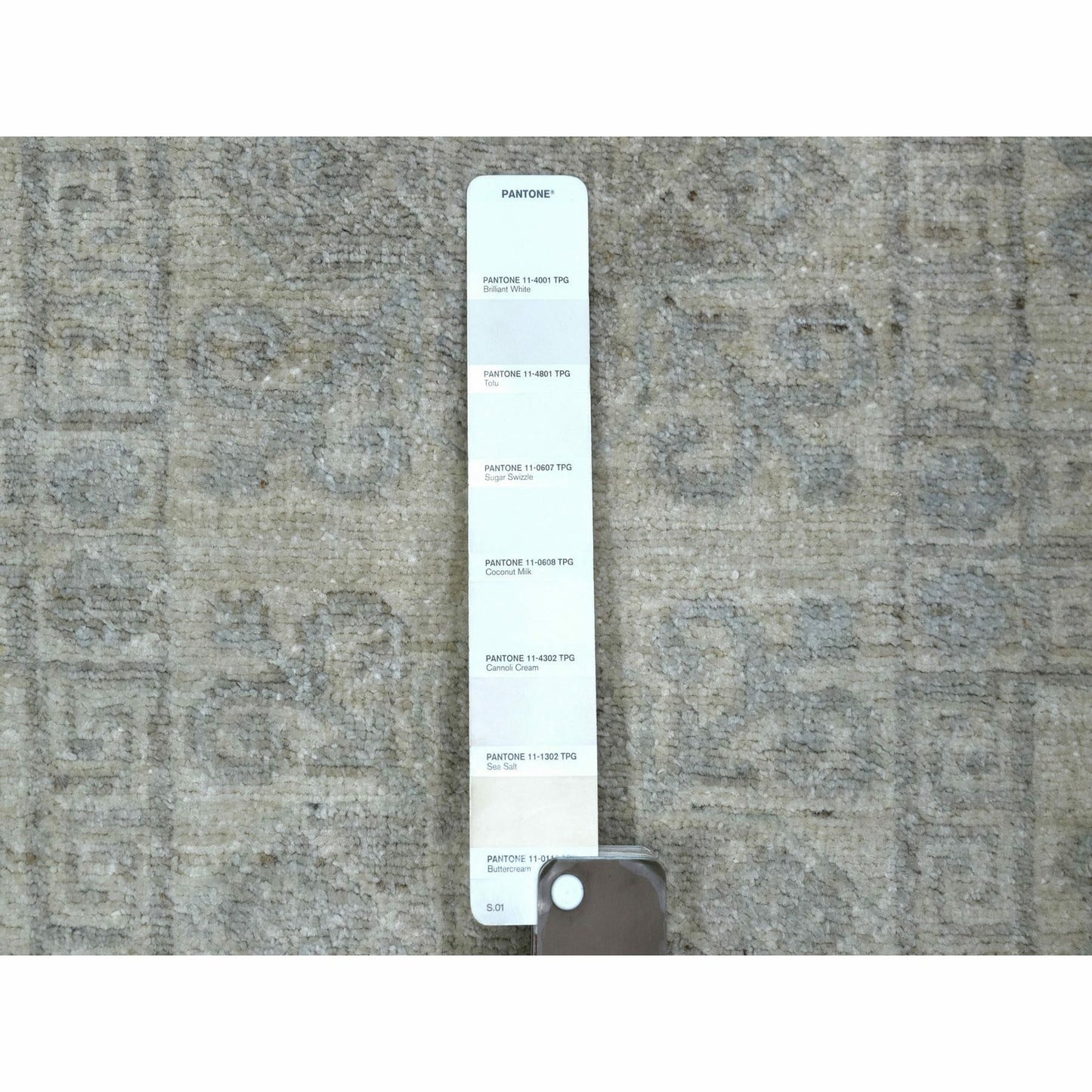 4'1"X5'9" Ivory White Wash Peshawar Soft Wool Hand Knotted Rug