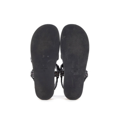 Chanel Women'S Crystal Cc Sandals Tweed