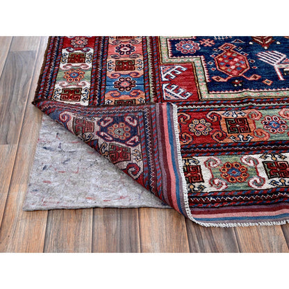 8'2"X10'5" Navy Afghan Ersari Ancient Bird Figurines Hand Knotted Wool Rug