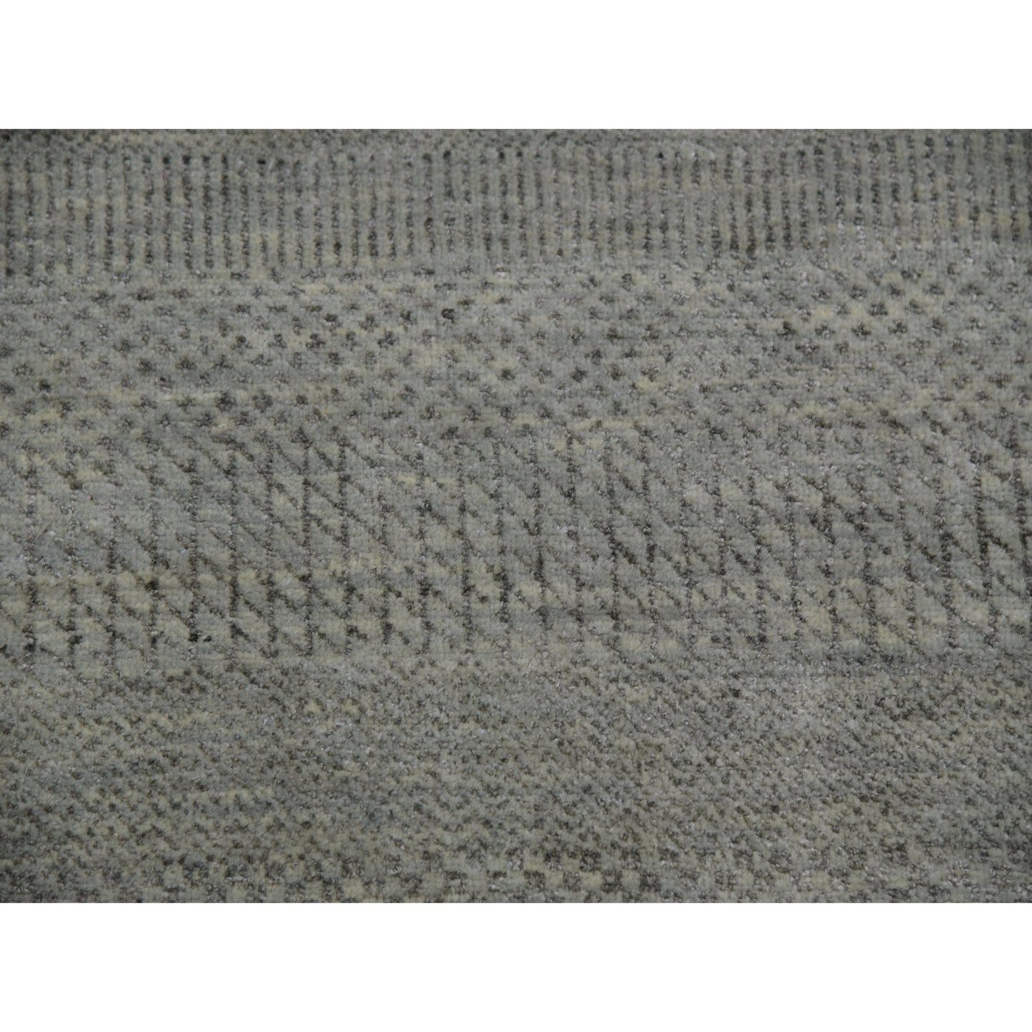 9'X12'2" Metal Gray Hand Knotted Pure Wool Grass Design Oriental Rug