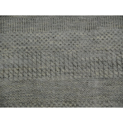 9'X12'2" Metal Gray Hand Knotted Pure Wool Grass Design Oriental Rug