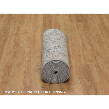 2'7"x16'2" Light Blue Nain 250 KPSI Hand Knotted Wool and Silk Runner Rug
