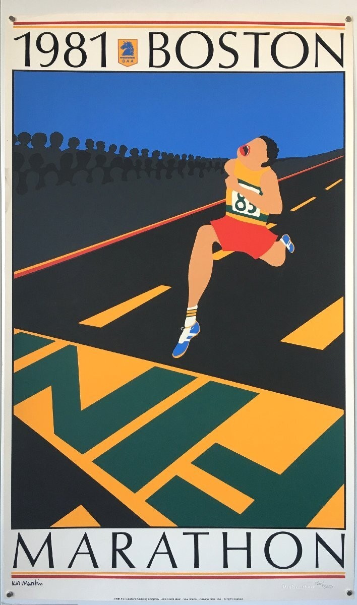 Kn Martin Boston Marathon 1981 Official Poster Silk Screen / Limited 5000 B.A.A.