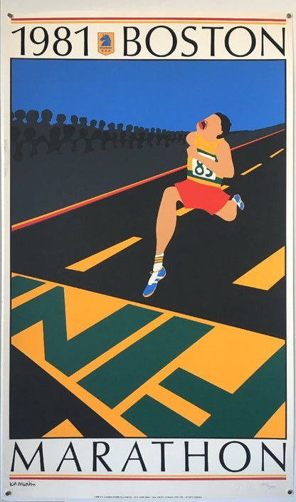 Kn Martin Boston Marathon 1981 Official Poster Silk Screen / Limited 5000 B.A.A.