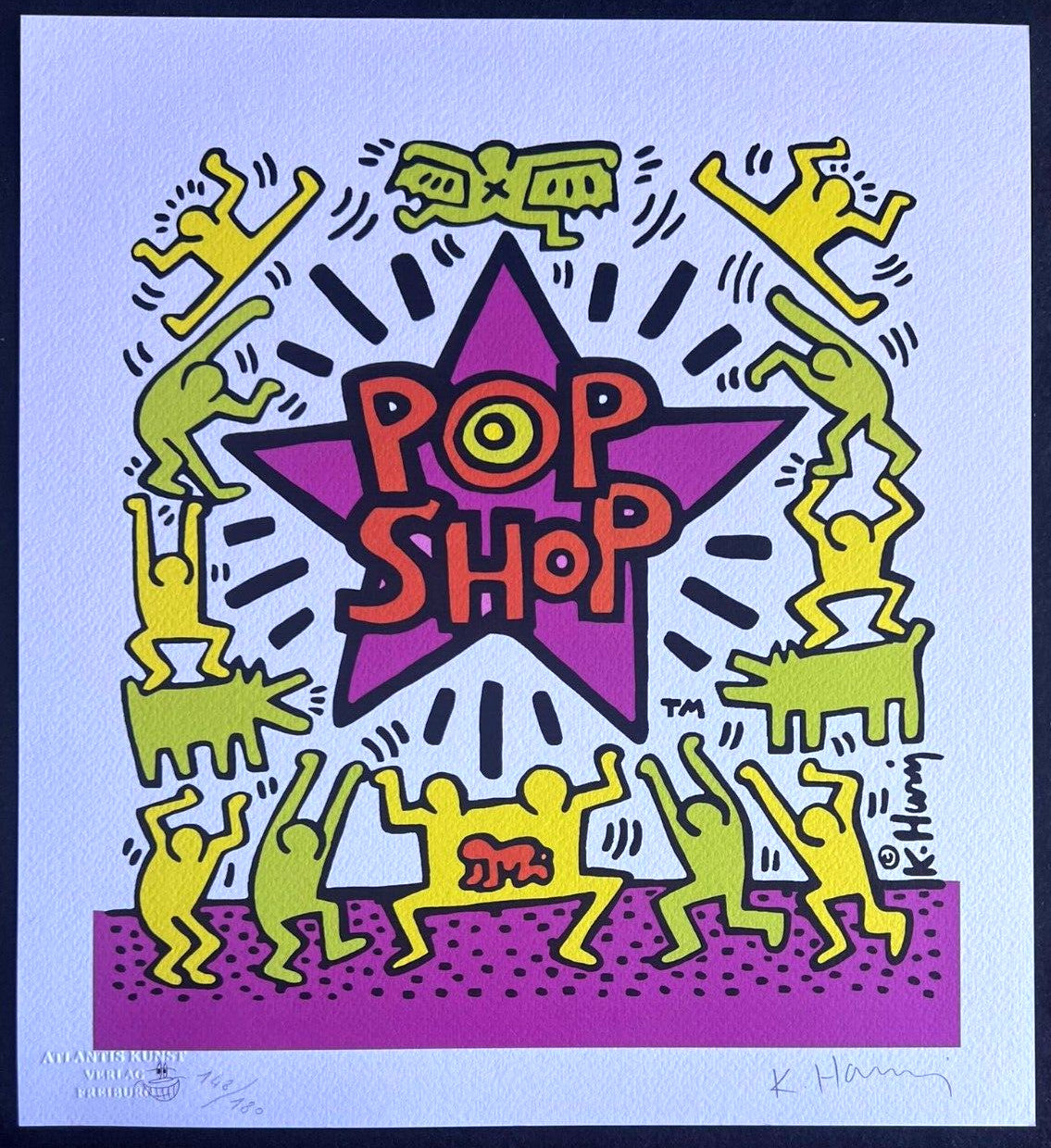 Keith Haring Lithograph From A Painting (Coa Signed In Pen) Numbered In Pencil