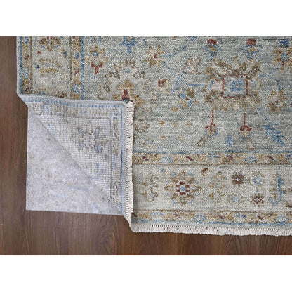 6'2"X9' Wythe Blue Wool Hand Knotted Oushak Design Supple Collection Rug