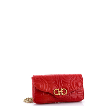 Salvatore Ferragamo Gancini Chain Wallet Gancini Quilted Leather Mini