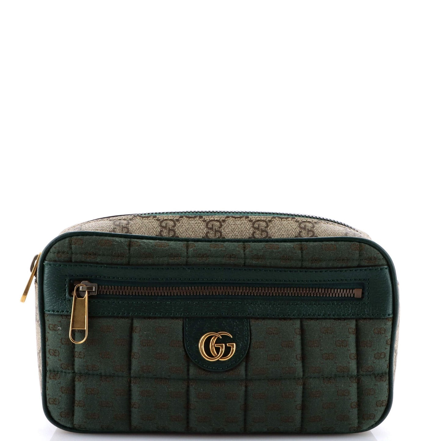 Gucci Front Zip Belt Bag Gg Coated Canvas And Quilted Mini Gg Canvas Medium