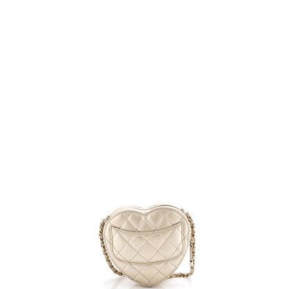Chanel Cc In Love Heart Clutch With Chain Quilted Lambskin