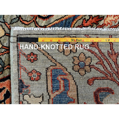 2'9"X9'10" Oyster Gray Bijar Garus Design All Wool Hand Knotted Runner Rug