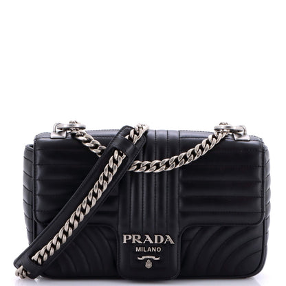 Prada Chain Flap Shoulder Bag Diagramme Quilted Leather Medium