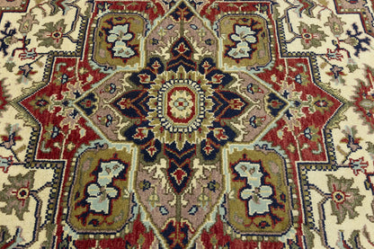 Handmade Scarlet Red Traditional Wool Heriz