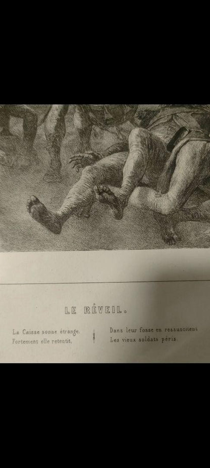 Denis Auguste Raffet -Le Rveil 1848 Original Lithograph French Napoleonic Print
