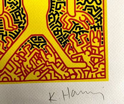 Keith Haring Lithograph From A Painting ' Coa Signed In Pen ' Hand Numbered