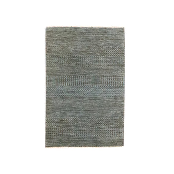 2'X3' Mocha Brown Modern Grass Design Hand Knotted 100% Wool Mat Rug