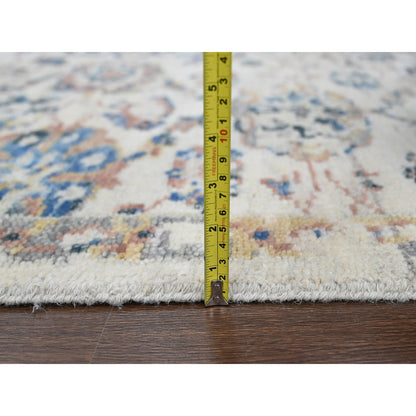 6'X9'Cream Mahal Design Hand Knotted Wool Soft Pile Oushak Oriental Rug