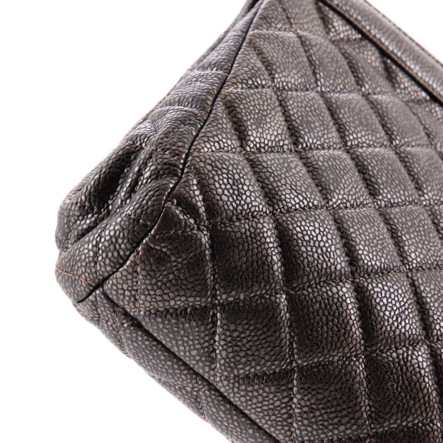 Large Chanel CC Frame Clutch Quilted Caviar