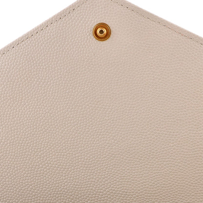 Saint Laurent Classic Monogram Envelope Wristlet Clutch Mixed Matelasse Leather