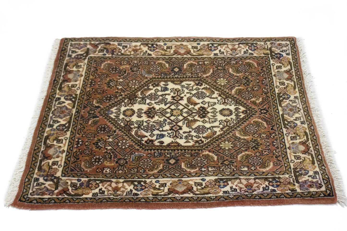 Handmade Vintage Wool Oriental Rug Cinnamon Clay Tribal Small Carpet 2X2'4 ft