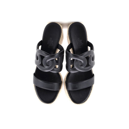 Hermes Women'S Epopee Espadrille Wedge Sandals Leather